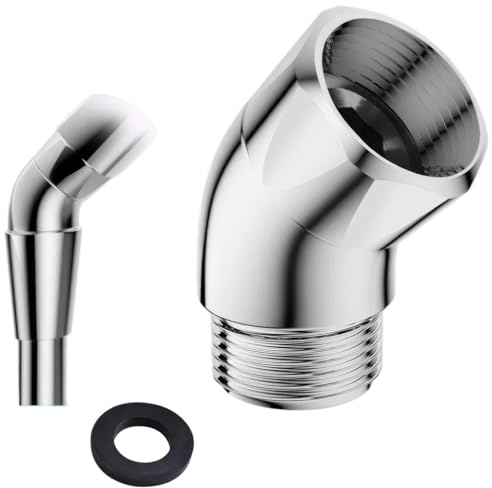 Amazleer Duschkopf- Ellenbogenadapter für Wandmontage in Dusche oder Handbrause (Chrom/Silber 135°, OneSize)