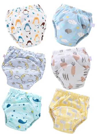Toyvian Wiederverwendbare Auslaufsicher Trainingshose Baumwolle Töpfchen aus Waschbar 6 Stück für Babys und Neugeborene 8-12kg