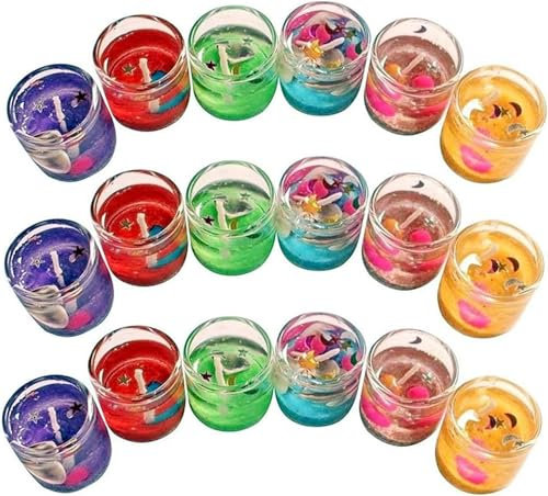 Lot de 6 bougies sans fumée décorées avec gel en verre, bougies chauffe-plat, Diya remplies de gelée et pour fête, festival, Diwali, mariage
