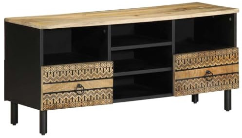 Juroupi TV-Schrank Fernsehschrank Wohnzimmer MöBel TV MöBel Wohnzimmer Schrank TV Table TV Cabinet Schwarz 100x33,5x46 cm Raues Mangoholz - 4018646