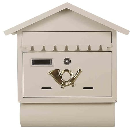 BriefkastenRegenfester, an der Wand montierter Briefkasten aus verzinktem Blech für den Außenbereich, mit Zeitungsrolle an der Unterseite, 12 x 4 x 16 Zoll (weiß)