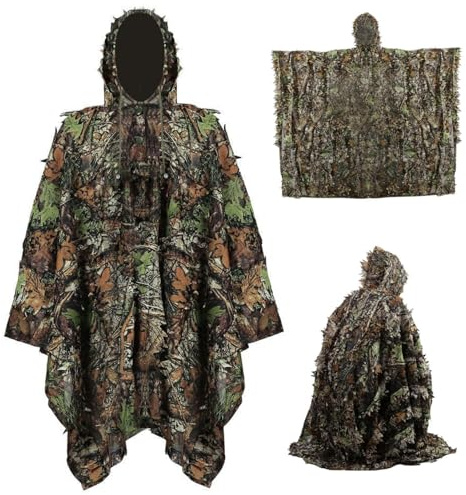 Pesoncarl Ghillie Suit Thermal Camouflage Cloak, 3D Leafy Suit for Turkey Hunting Lightweight Hunting Clothes for Shooting Observe Wildlife Outdoor Daily Use