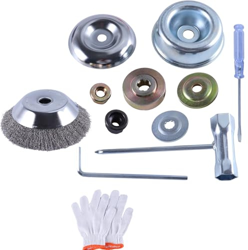 GIVIHGETI Wildkrautbürste Kit für Rasentrimmer, Stahlbürste 200x25,4 mm, Fugenbürste gegen Moos und Unkraut hartnäckige Ablagerungen und Verunreinigungen