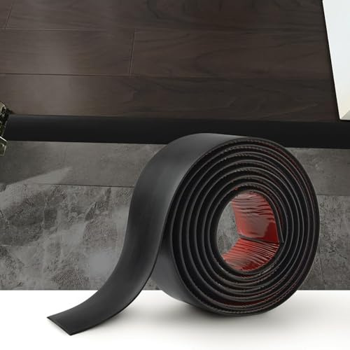 6M PVC Floor Transition Strip Laminate Floor Cover Strips Self Adhesive PVC Floor Door Divider Strip Flat Laminate Profile Flooring Edge Trim Joining Strip Door Bar(5cm,Black)