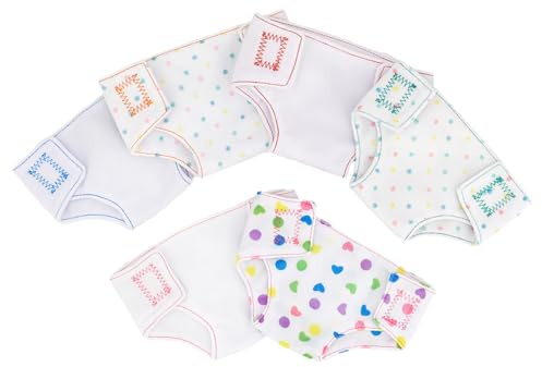 SUPVOX 6Pcs Reusable Cloth Doll Diapers and Dress Up Clothes for Dolls Washable Underwear Accessories with Lovely Prints for Newborn Nappies Role Play