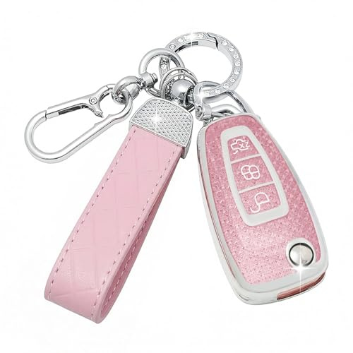 SparkleJoy Autoschlüssel Hülle Glitzer Kompatibel mit Ford Focus Fiesta Kuga Tourneo Transit Connect Custom Courier Puma Galaxy C-Max S-Max Schlüssel，TPU Schutzhülle Cover - Flip Key
