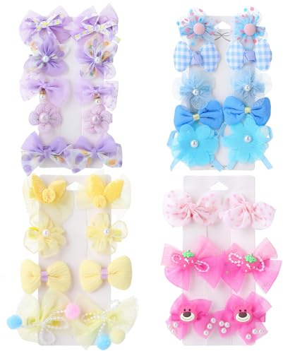 dusaniyali Set di 34 fermagli per capelli con fiori e fiori, per neonati e bambini, multicolore