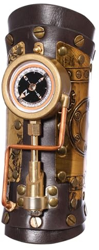 Generisch Vintage Armschützer 27x22 cm | Mittelalterliche Armschienen Aus PU Leder Braune Steampunk Armschützer Mit Zinklegierung Verstellbare Riemen Für Gothic Kostüm Cosplay Festival Accessoires