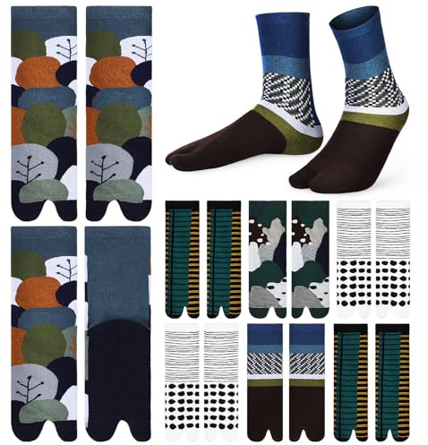 Yardenfun Lot de 10 Paires de Chaussettes Tabi en Coton Chaussettes à Orteils Séparés Élastiques pour Femmes Couleurs Variées Adaptées aux Sandales et Chaussures Japonaises