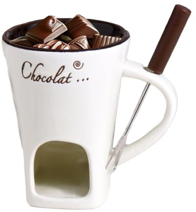 Dqsgiqe Tasse À Fondue | Céramique Tasses À Fondue Au Chocolat avec Fourchettes | pour Fruits De Mer Dîner Dessert Sauce Fromage Lait Pa-ins
