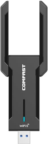 Aumotop Adattatore di Rete Wireless COMFAST CF-972AX Dongle WiFi USB 3.0 Chiavetta WiFi Ad Alta velocità Plug and Play a Bassa Latenza per Giocatori PC