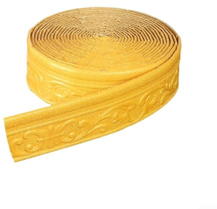 Borde de papel tapiz autoadhesivo 3D, 10 m × 8 cm × 5 mm, revestimiento de pared de espuma XPE flexible para cocinas y salas de estar (dorado)