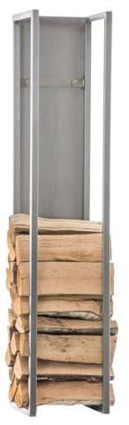 CLP Kaminholzregal Spark I Brennholzregal Aus Edelstahl I Holzbutler In 6 Größen Und 3 Farben Erhältlich, Farbe:Edelstahl, Größe:100 cm