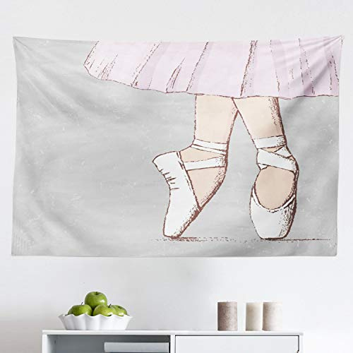 Ambesonne Ballerina Tapestry, Balanced Legs of Points Dancer Slender Art of Dance, Fabric Wall Hanging Decor for Bedroom Living Room Dorm, 45 X 30, Champagne Umber