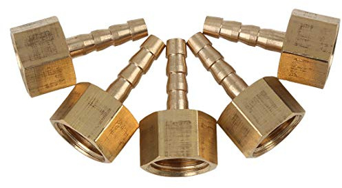 X AUTOHAUX 5 Stk. Schlauchtülle Messing Schlauchverbinder 1/4 Zoll NPT | Goldton, Gerade, 17x15x29mm, 11.3mm ID, 5mm OD, -40°F~160°F, Für 4mm Schlauch, Für PKW LKW Motorrad, Für Kraftstoff