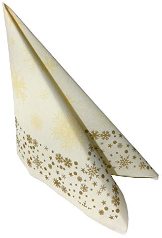 CHIC 50 Weihnachts-Servietten Airlaid 40x40cm Creme mit Schneeflocken-Motiv