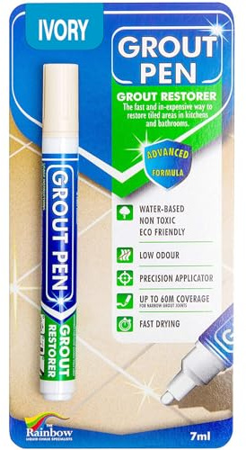 Grout Pen Ivory Tile Paint Marker: Waterproof Grout Paint, Tile Grout Colorant and Sealer Pen - Ivory, Narrow 5mm Tip (7mL)