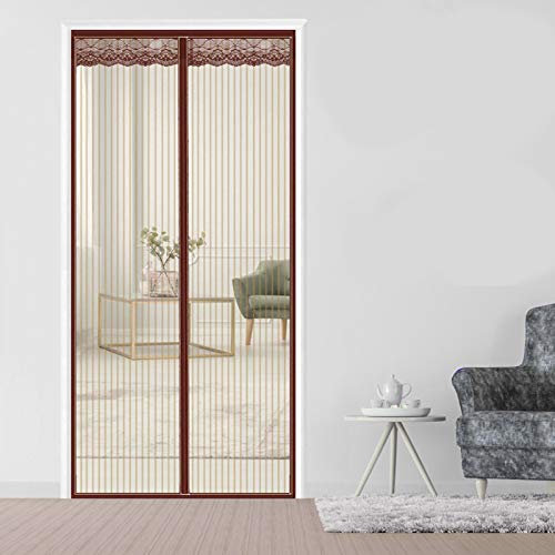 AMZERO Magnet Fliegengitter Tür Balkontür, 120x240cm Insektenschutz FliegengittertüR Ohne Bohren mit Heavy Duty Mesh für Balkontür Wohnzimmer Terrassentür, Brown