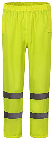 AYKRM Hi Viz waterproof workwear Waterproof Rain Hi Vis Safety Over Trouser Work Elasticated Waistband Bottoms Workwear Pants High Visibility Pants Trousers (Yellow, 2XL)