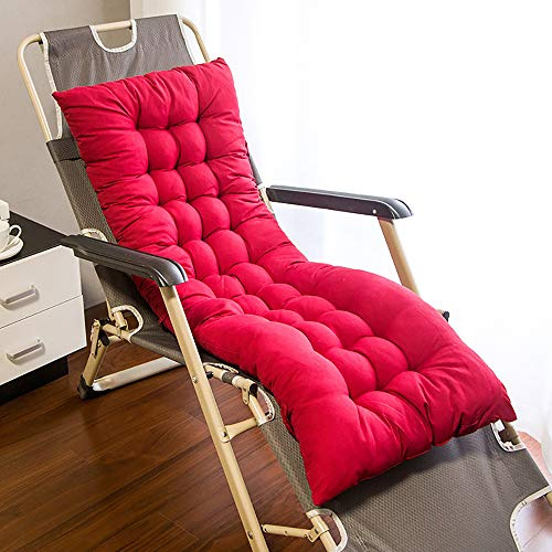 Ruby Lil Coussin De Chaise Longue Coussin Extérieur, Portable Patio Haut Coussin De Chaise, Chaise ANTIDÉRAPANTS Pads pour Jardin Piscine Chaise De Bureau,Rouge,48x125cm(19x49inch)