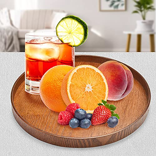 ANTHYTA Bandeja para Servir Té Plato de Madera para Servir Bandeja para Servir Comidas Plato Redondo para Té Bandeja Versátil para Servir 27 cm Fuente de Madera Redonda para Camarero Aperitivos Fruta