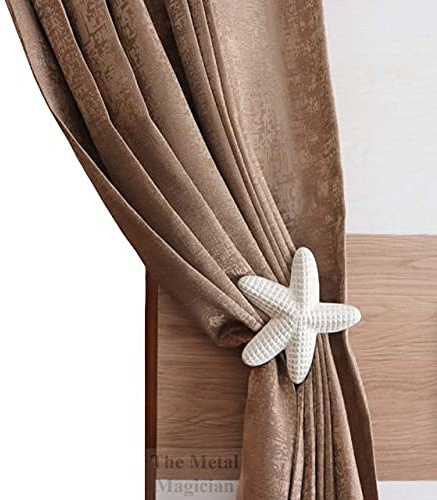The Metal Magician Metal Nautical Starfish Curtain Holdback & Curtain Holder for Home, Bedroom & Office (Starfish Set of 2)