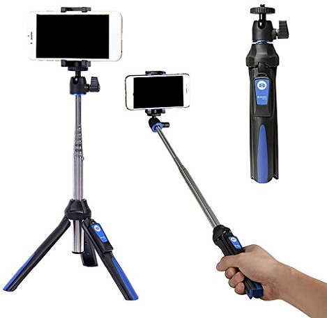 lmoikesz Benro MK10 Selfie Stick Tripod Bluetooth 3.0 Acero Inoxidable Ajustable Selfie Monopod para iOS/Android