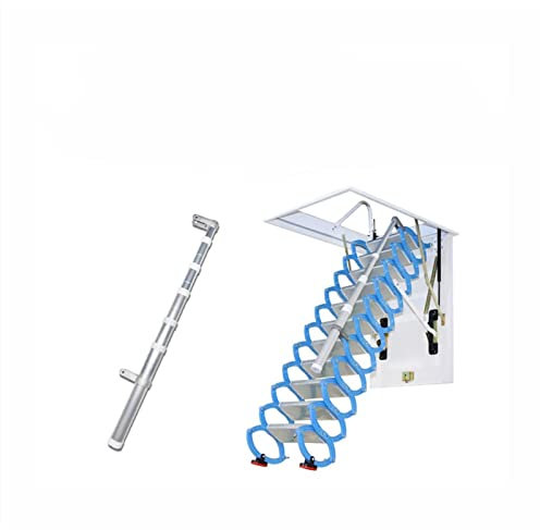 Pasamanos de Escalera Escaleras con pasamanos 5 pies-13 pies Aluminio Lavera telescópica Tirar Abajo Escalera Plegable Altura Personalizada Pasamanos (Size : Steel 1.5M 4.92ft)