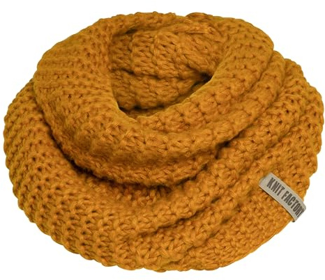 KNIT FACTORY - Alex Loop Schal - Schlauchschal - Winterschal - Rundschal - Herrenschal - Damenschal - Wollschal - Grob gestrickten Rippenmuster - Für Damen und Herren