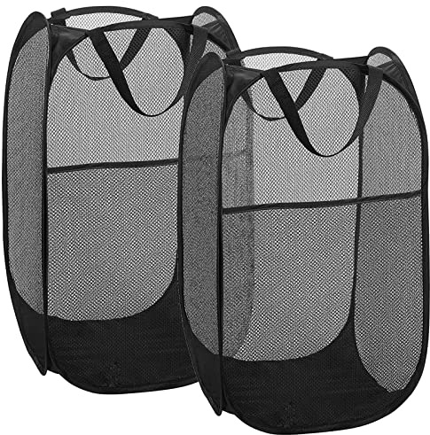 2 pop-up Laundry Hamper,Foldable mesh Laundry Baskets (Each with 2 Reinforced Handles)…
