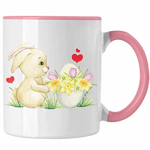 Trendation - Tasse Ostern Ostergeschenke Kinder Jugendliche Geschenke Lustige Grafik Osterhase Osterei (Rosa)