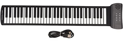 Piano Enroulable, 61 Touches Clavier électronique Portable Pliable Bluetooth MIDI Clavier Piano pour Ordinateur Tablettes Prend en Charge le Son Externe ou les écouteurs(PM61)