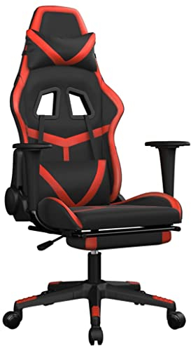 vidaXL Gaming Stuhl mit Fußstütze Chefsessel Bürostuhl Drehstuhl Sportsitz Bürosessel Schreibtischstuhl Computerstuhl Büromöbel Schwarz Rot Kunstleder