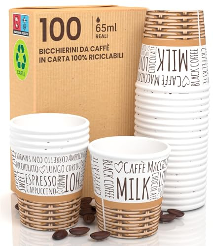 100 vasos de papel para café 65 ml SweetCUP vasos ecológicos biodegradables desechables, pequeños, bebidas calientes