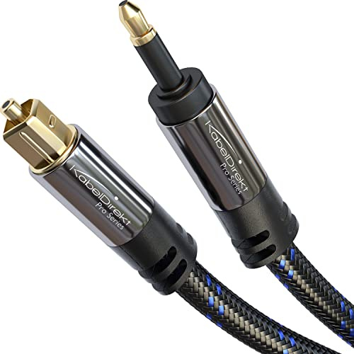 KabelDirekt – Mini-TOSLINK Nylon, optisches Audiokabel mit LWL Störsignalschutz – 10m (Mini-TOSLINK auf TOSLINK, digitales Glasfaserkabel für Soundbar, Stereoanlage/Verstärker, HiFi-Geräte, S/PDIF)