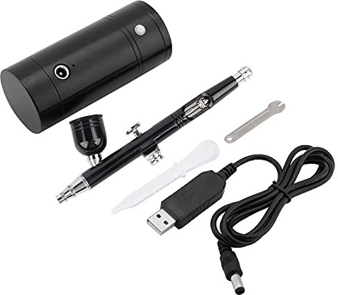 Pistola a Spruzzo Per Compressore D'aria, Kit Aerografo con Compressore, Set di Capacità 7CC Alimentato Tramite USB 8,4 V Cordless 0,3 Mm Set Aerografo Per Pistola a Spruzzo Mini Compressore D'aria Ne