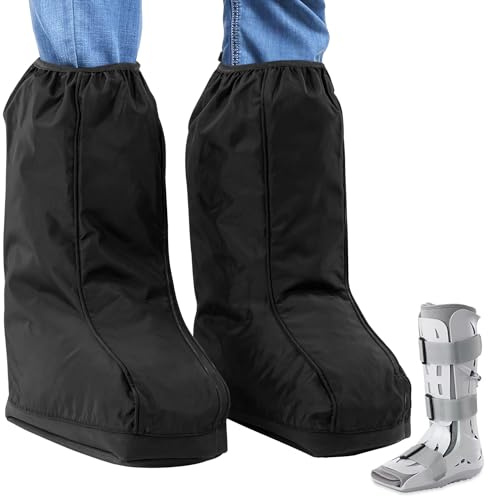 IMPRESA 2 Stück Wanderschuh-Abdeckung für Fuß- und Knöchelbandage, medizinische Stiefelschuhschoner für Regen und Winterwetter, wasserabweisend, Gipsabdeckung für Fußstütze und orthopädische Schuhe