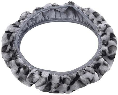 Universal Leopard Plüsch Auto Lenkradhülle Lenkrad Abdeckung Fell Lenkradbezug Winter Warme Auto Lenkradabdeckung Weich Künstliche Wolle Lenkradschutz Lenkradschoner Auto Zubehör für 36-38cm