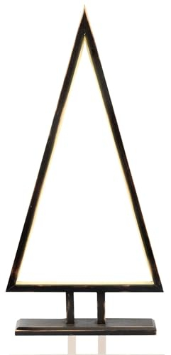 hellum Pirámide de Navidad LED con tubo de luz, luz blanca cálida, 60 x 30 cm, decoración navideña para interiores, cable transparente, bambú negro, cable de 3 m, iluminación navideña para interior