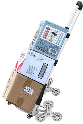 TaNeHaKi Faltbarer Treppensteiger,Treppensackkarre Mit Hartgummireifen Und Anti Rutsch Pad,Aluminium Treppensteigwagen