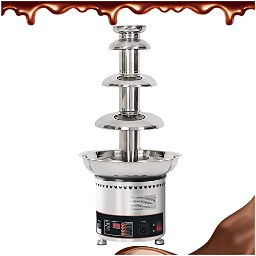 AINITAIFENG Fondue de Fuente de Chocolate Grande, máquina de Fuente de Fondue de Chocolate Comercial de Acero Inoxidable 304 Ideal para Fiestas, Bodas (4 Pisos)