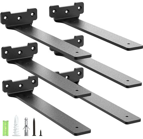 Yeabett 6 supporti per scaffali, 25 cm, in metallo con viti, portata 70 kg, colore: nero