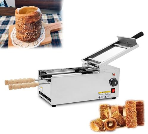 Commercial Electric Chimney Cake Oven with 2 Pcs Roller, Cake Pop Roller Machine, Ice Cream Cone Grill Maker, Perfect for Restaurant Home Kitchen Snack Bar, 1600W