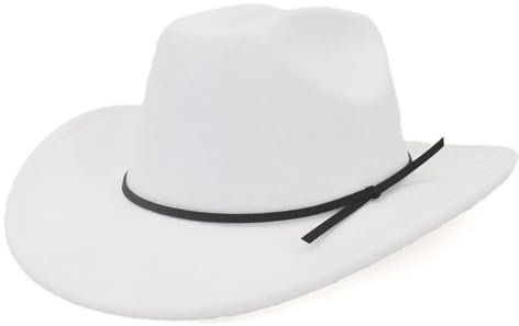 FULUJIDI Fedora Trilby Filzhut Hut Herren Cowboyhut Frau Elegante Party Panama Filzmütze Mit Breiter Krempe Jazz Hut Outdoor Sonnenhut 56 To58 cm Weiß