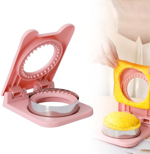 Brotaustechformen Kinder,2025 New Ausstechformen Brotdose,Brot Ausstecher für Kinder Handschutz DIY-Sandwich-Backformen (Rosa)