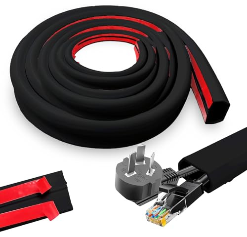 Goulotte de câble murale autocollante, 6 m x 25 mm, petit pont de câbles, protection de câbles pour bureaux, appartements, entrepôts, hôtels, etc (noir)