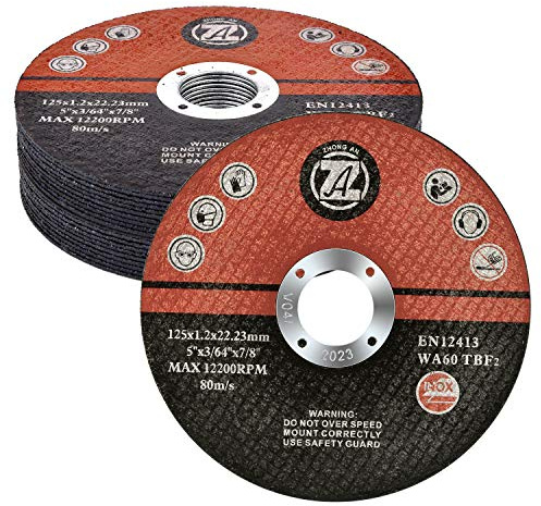 Lot de 20 disques à tronçonner professionnels - 125 mm x 1,2 mm x 22,23 mm - Pour meuleuse d'angle - En acier inoxydable
