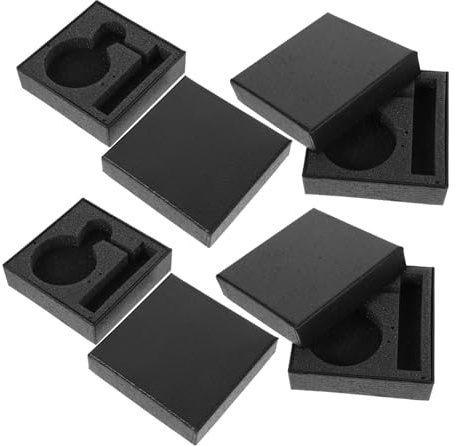 PACKOVE Scatola Orologio da Viaggio in Cartone Nero 4 Pezzi e Cuscinetti Rimovibili, Scatola Porta Orologio per Uso Business e Tavolo Cosmetico