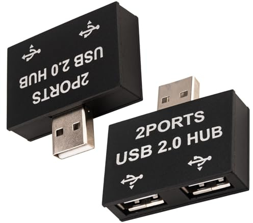 Leehitech 2 Ports USB 2.0 Expand Hub, 480Mbps Data Transfer USB2.0 Male to 2×USB2.0 Female Splitter Adapter, Support Two Devices Charging Simultaneously for Laptop, MacBook, Desktop, PC（Black）