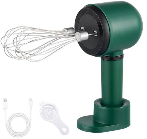 Batteur à Main Sans Fil, 3 Vitesses, Double Tête, Batteur à Œufs électrique avec Support et Séparateur, Fouet à Main en Acier Inoxydable pour Pâte à Gâteau à la Crème